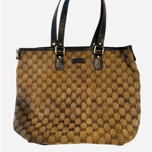 Gucci Brown and Black Monogram Tote